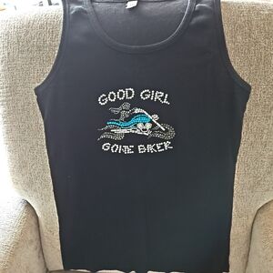 Anvil Black Tank Top with Rhinestone Accents